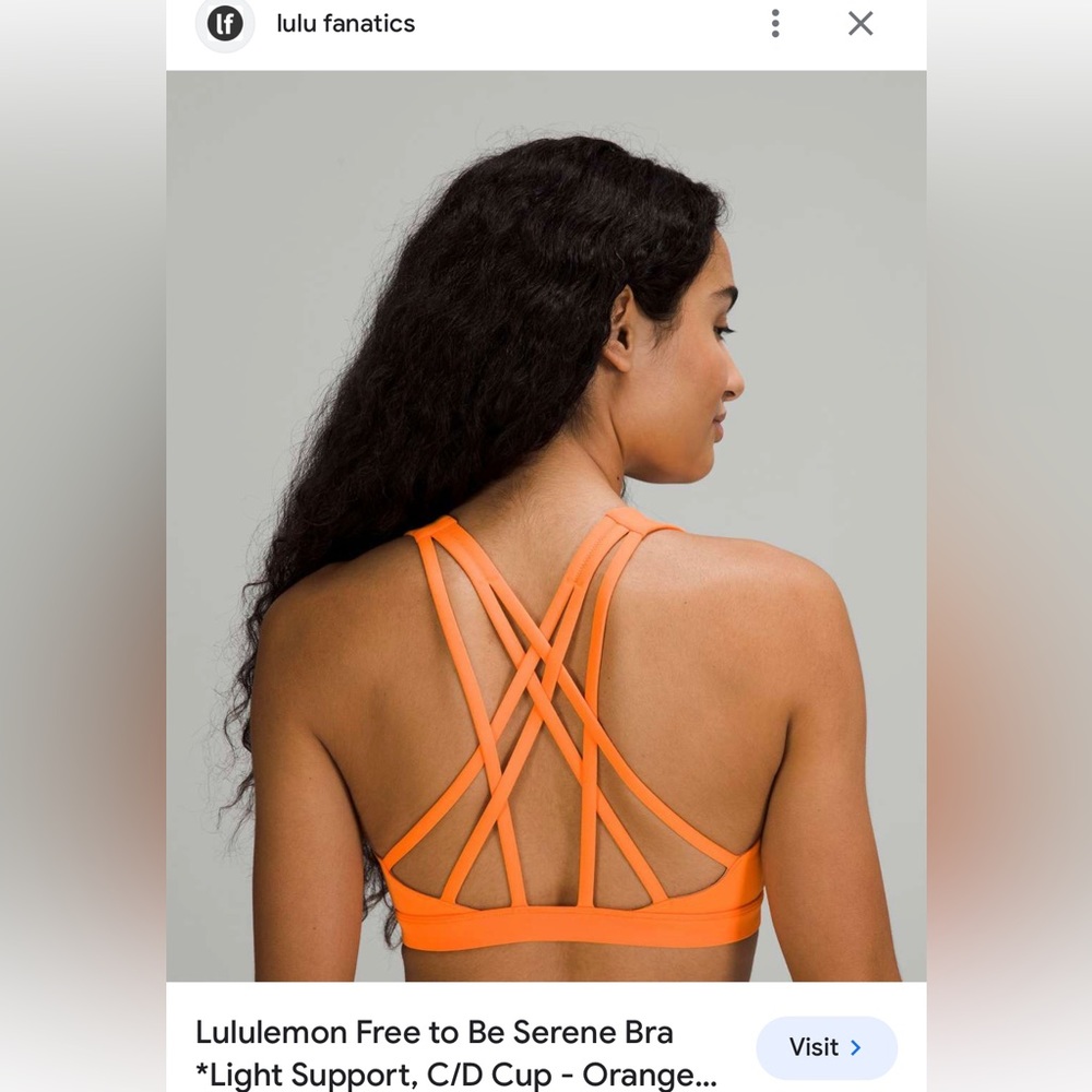 Lululemon Free to Be Serene Orange Bra
